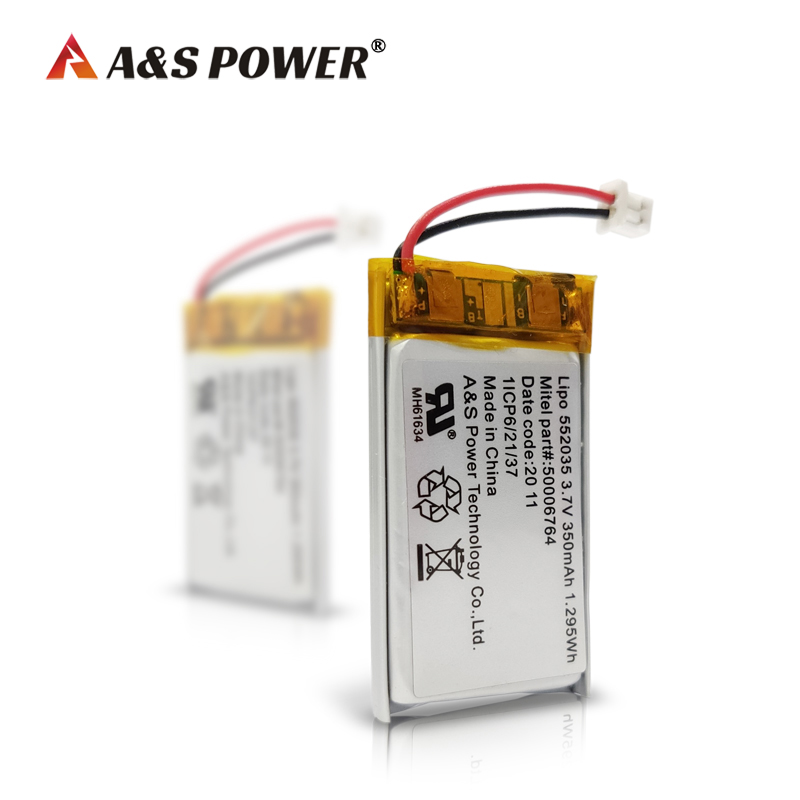 A&S Power 552035 3.7v 350mah rechargeable lithium polymer battery